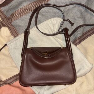 Source Unknown Dark Brown Leather and Alligator Lindy Shoulder Bag